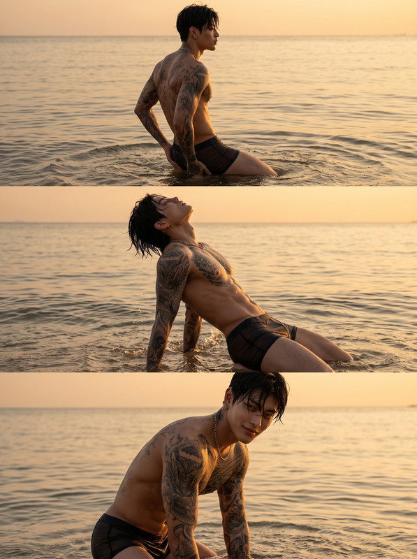 Man in swimwear on beach 202607011724