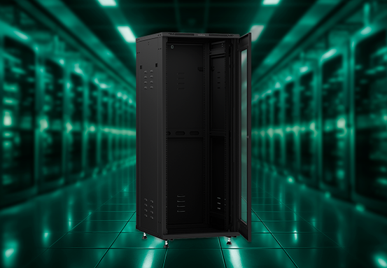 Detalhe da estrutura robusta do Rack Intelbras 32U