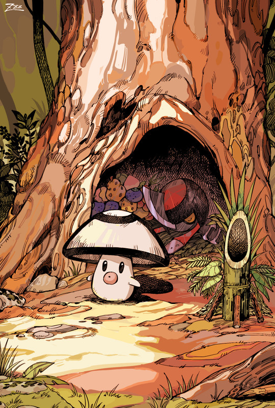 foongus-and-pawniard-pokemon-drawn-by-oy