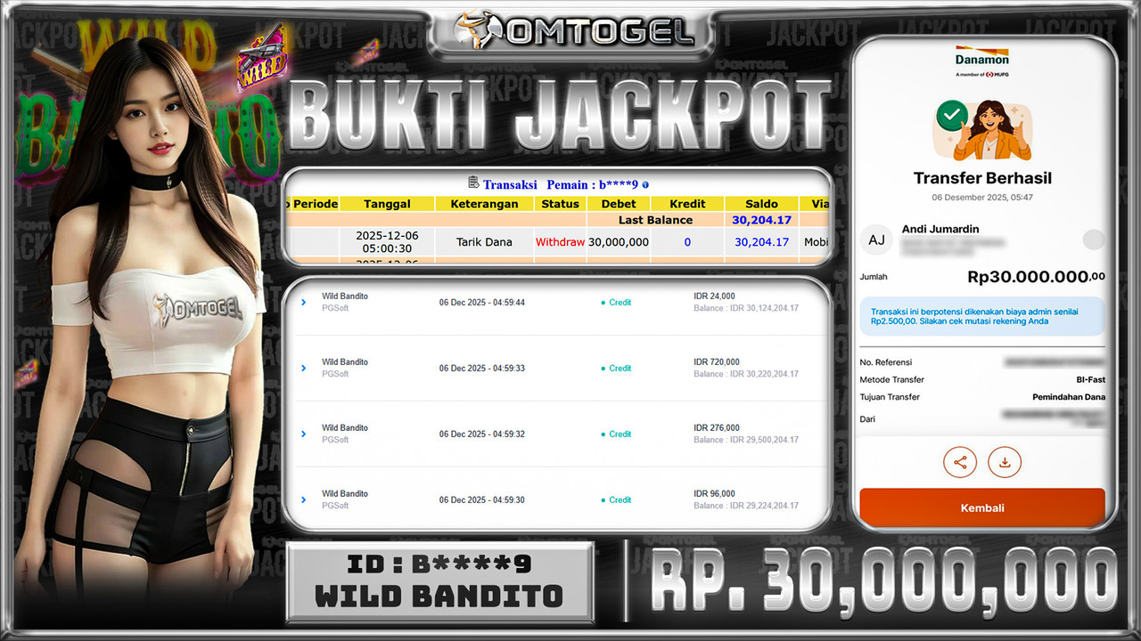 OMTOGEL JACKPOT PGSOFT WILD BANDITO  ,30 JUTA DI BAYAR LUNAS ,-