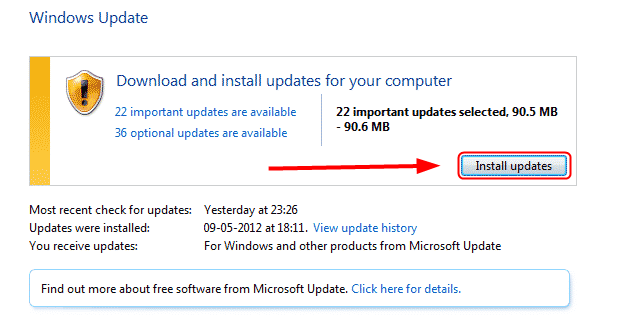 Mengecek Pembaruan Windows 7