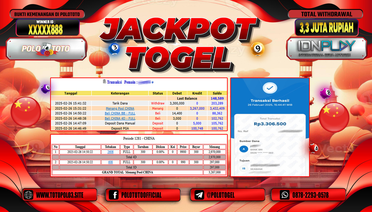 POLOTOTO JACKPOT TOGEL JAPAN POOLS Rp.3.300.000,-