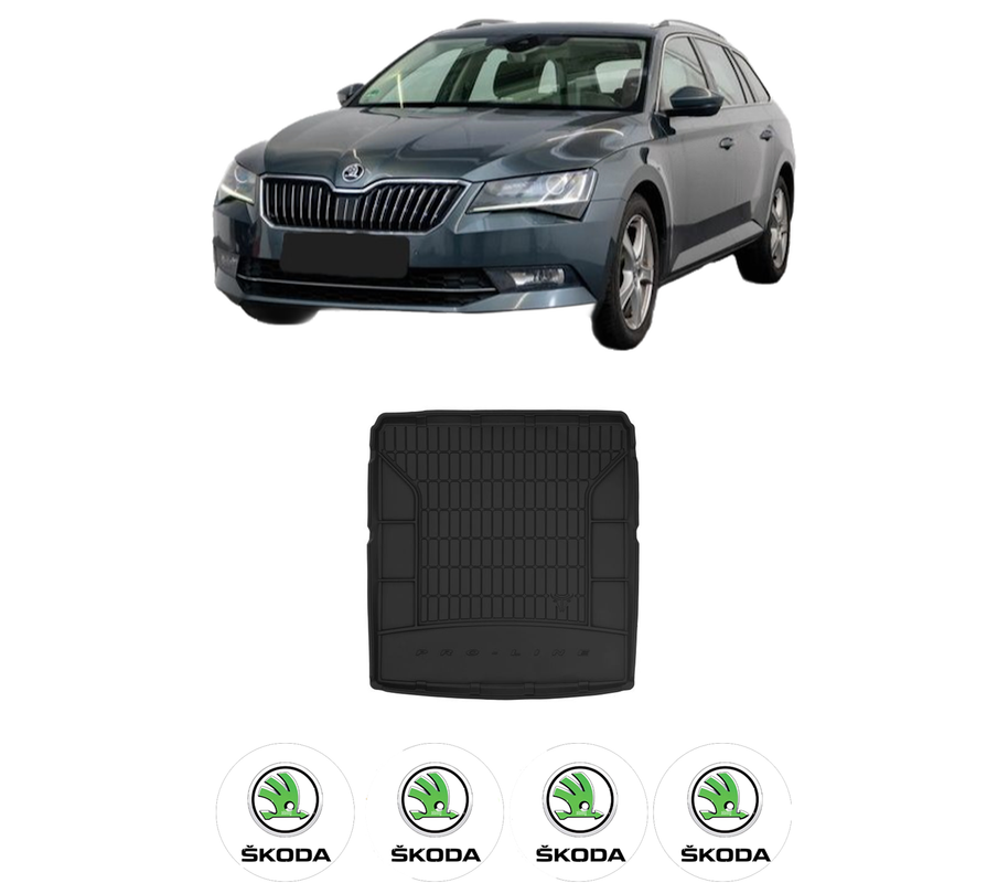 Tavita Portbagaj SKODA SUPERB III Estate (3V5) din 2015-2024, Protectie Portbagaj Auto, 4x Stickere auto cu SKODA