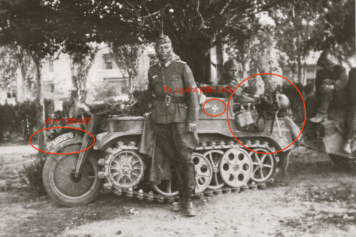 orig. Foto KETTENKRAD Panzer-Jäger-Abt.(Sfl.) 643 Truppenkennzeichen 1942