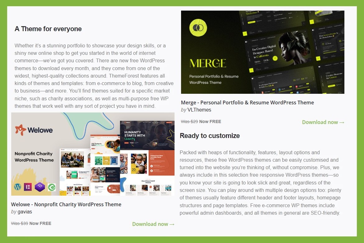 2025 Themeforest 《8月份》2款免費 Wordpress 佈景主題 Merge & Welowe