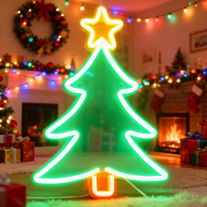 Star Christmas Tree Neon Sign, Christmas Party Decoration, Room Wall Decoration, Are The Best Christmas Gifts For Friends And Family._maomaolike.com