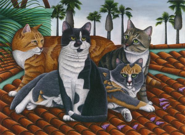 30-cats-up-on-the-roof-carol-wilson