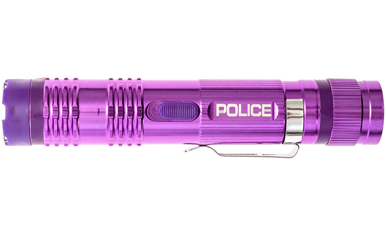 POLICE PURPLE Stun Gun M12 160 BV Metal Rechargeable LED Flashlight eBay