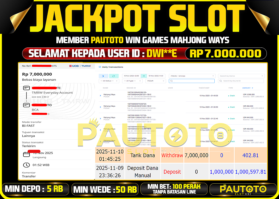 BUKTI JACKPOT LUNAS PAUTOTO