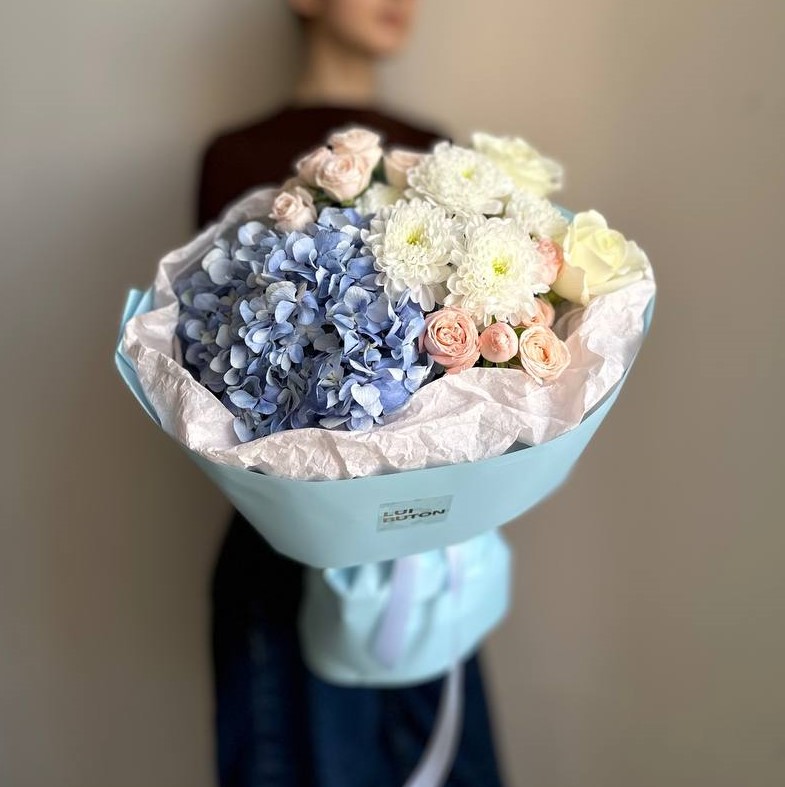 Сборный евро букет голубой