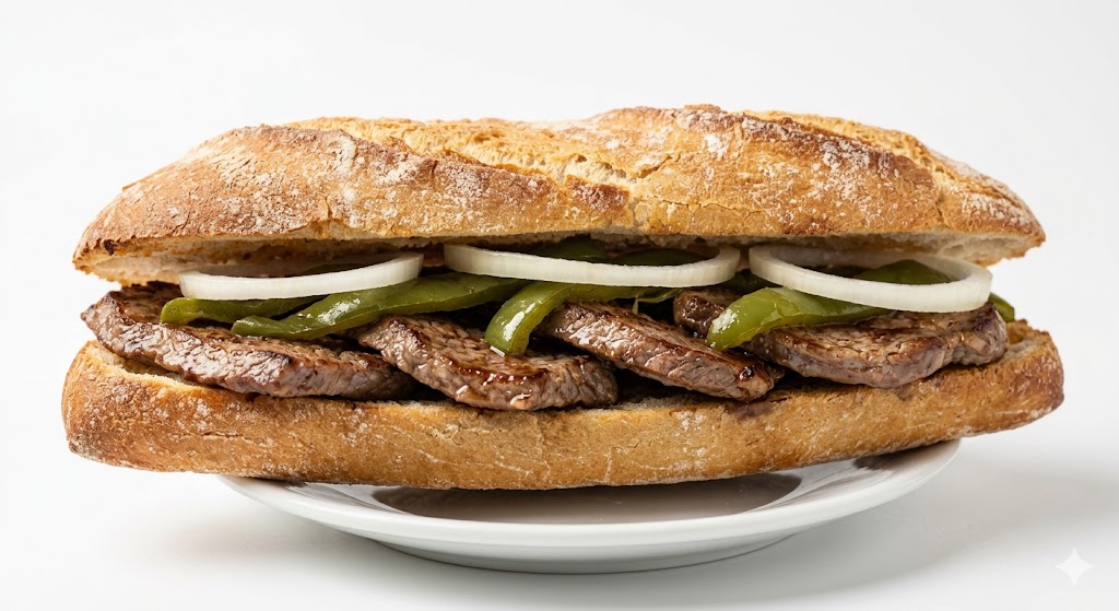bocadillo de filetes de ternera pimiento verde