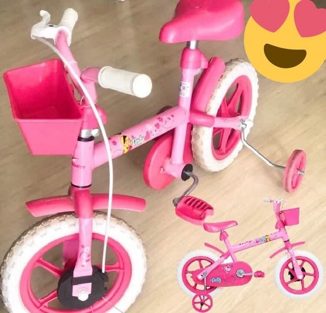 Bicicleta Infantil Aro 12 Verden Paty – Rosa e Fúcsia com Rodinhas e Cesta