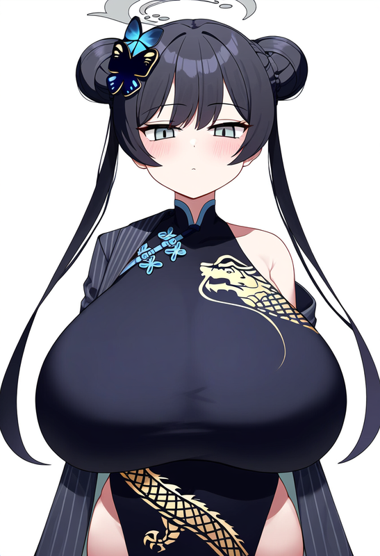 depth of field, 1girl, kisaki (blue archive), {{gigantic breasts}}, petite, blue s-1635843705