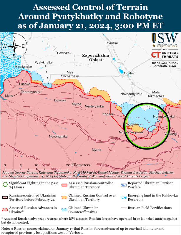 Pyatykhatky and Robotyne Battle Map Draft January 21,2024