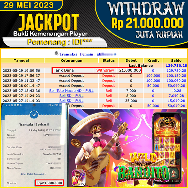 jackpot-slot-modal-receh-main-di-pgsoft-wild-bandito-wd-rp-21000000--dibayar-lunas