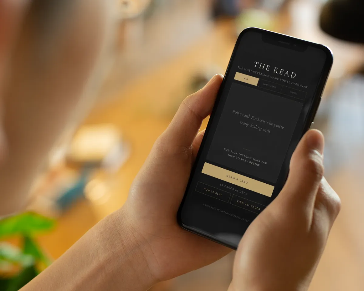 The Read app shown on a phone, with cards ready to draw.