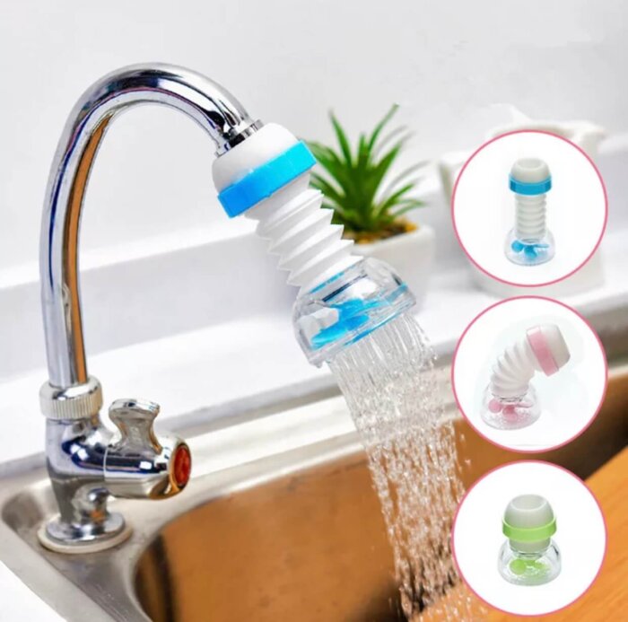 Adaptador flexible para grifo de agua con rotación 360 grados.