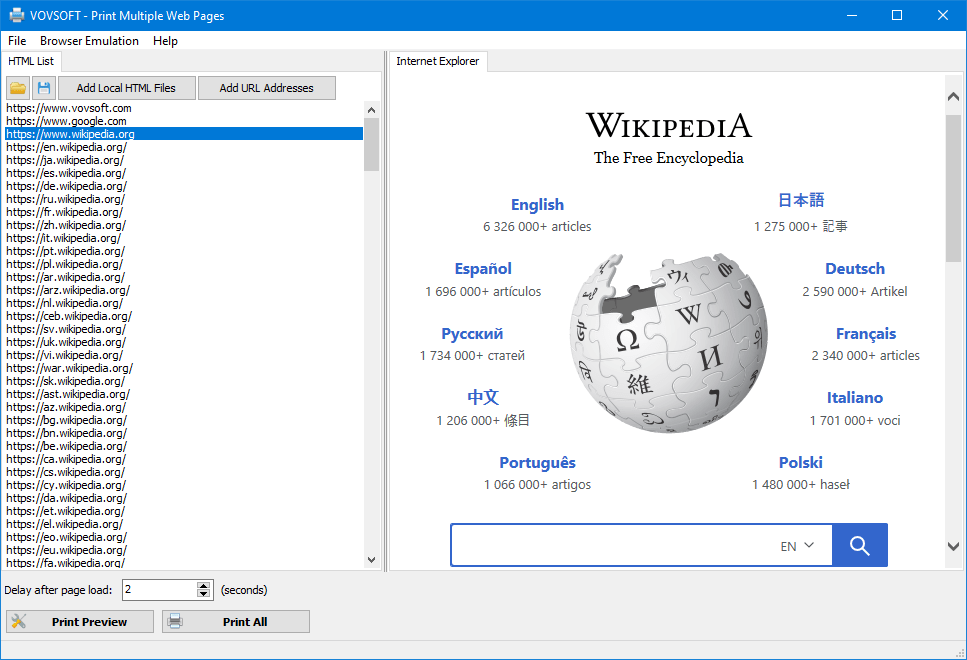 VovSoft Print Multiple Web Pages version 2.5 VovSoft Print Multiple Web Pages version 2.5