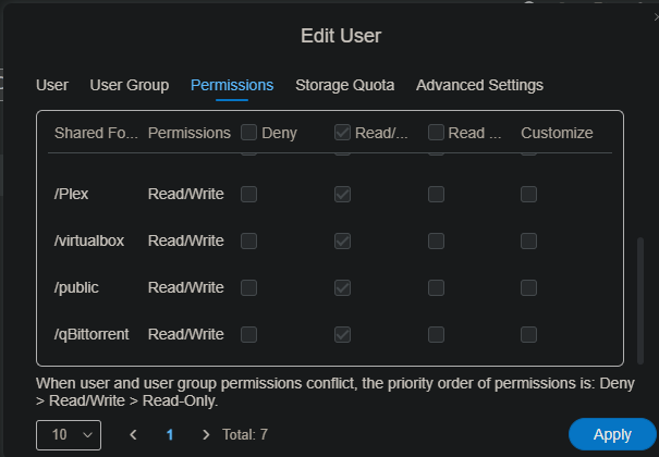 用户共享文件夹权限