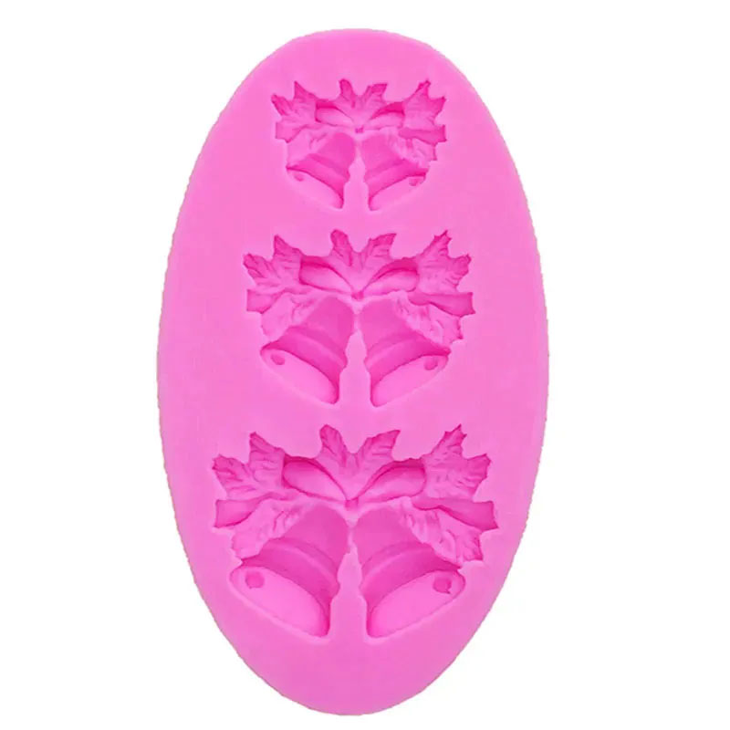 Molde en silicona campanas x3 navidad para prendedor y decoracion de tortas pastel