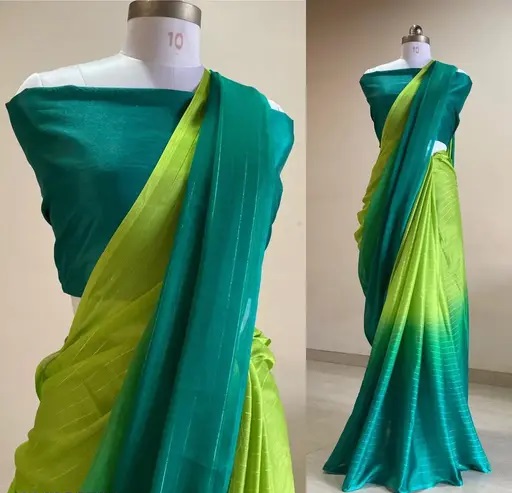 Two-Tone Georgette Green2 Saree With Blouse (R102)