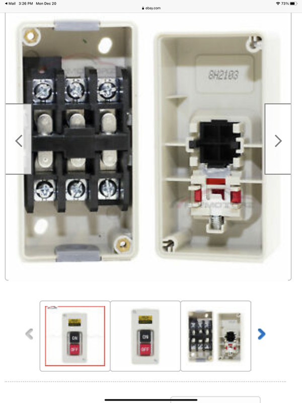 INCA Major table saw 220 on/off switch for INCA 110 motor help ...