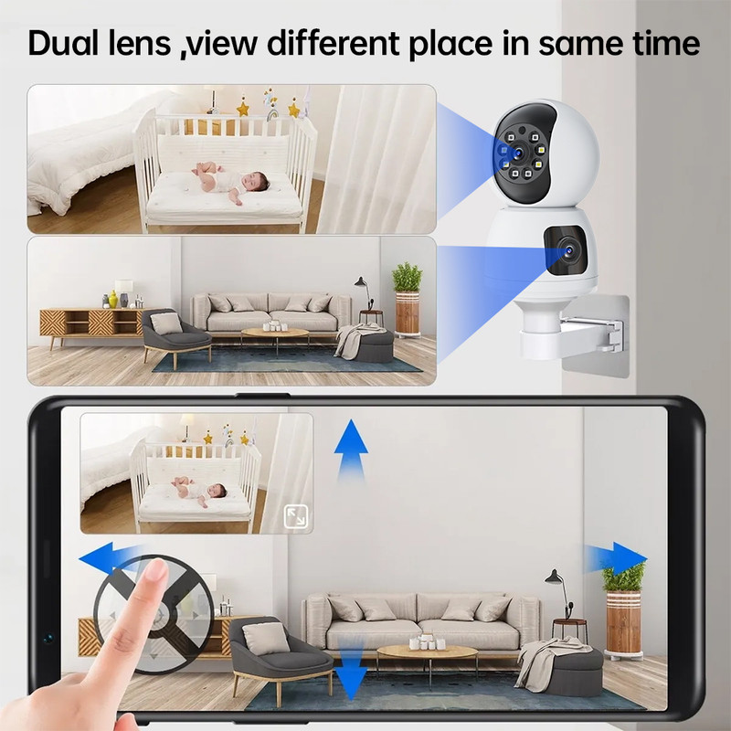 Cámara Vigilancia WiFi Interior 4K HD, Cámara Vigilancia Domicilio WiFi con WiFi 360° Cámara de Seguridad para bebé, Perro, Visión Nocturna, Seguimiento Automatico, Detección AI，Audio Bidireccional - details 1