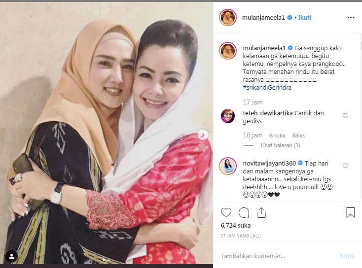 Mulan Jameela unggah foto bersama anggota dewan Novita Wijayanti