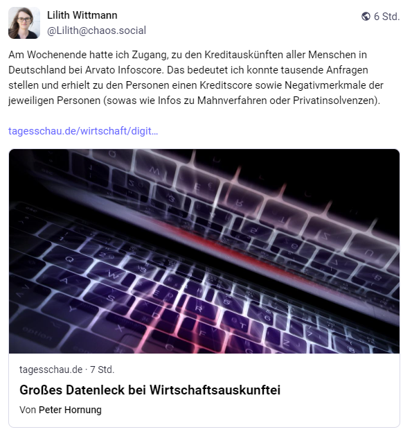 Datenleck bei Infoscore