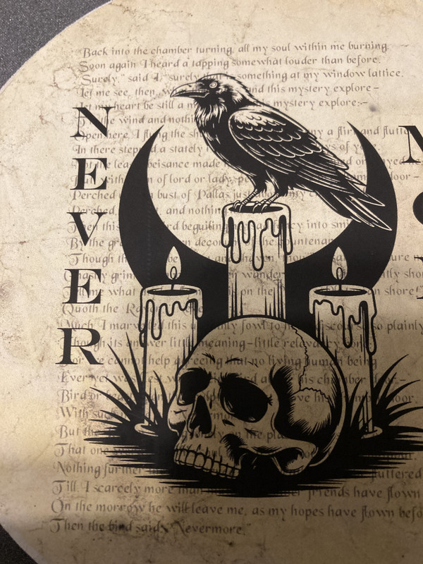 handcrafted raven Poe plaque