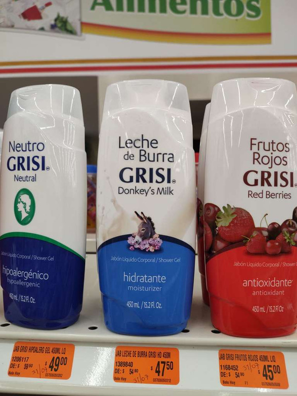 LECHE DE BURRA -Grisi jabón líquido corporal Farmacia Guadalajara 
