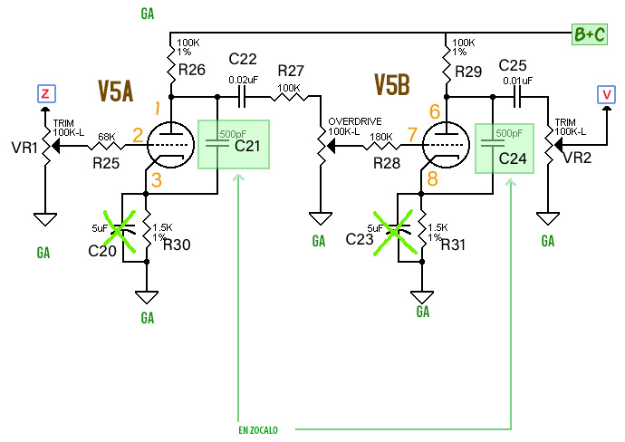 Circuito overdrive(distorsión)