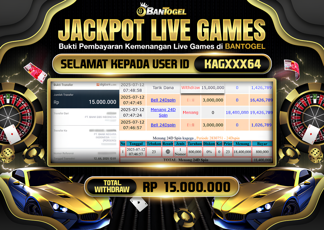 BUKTI JACKPOT LUNAS BANTOGEL