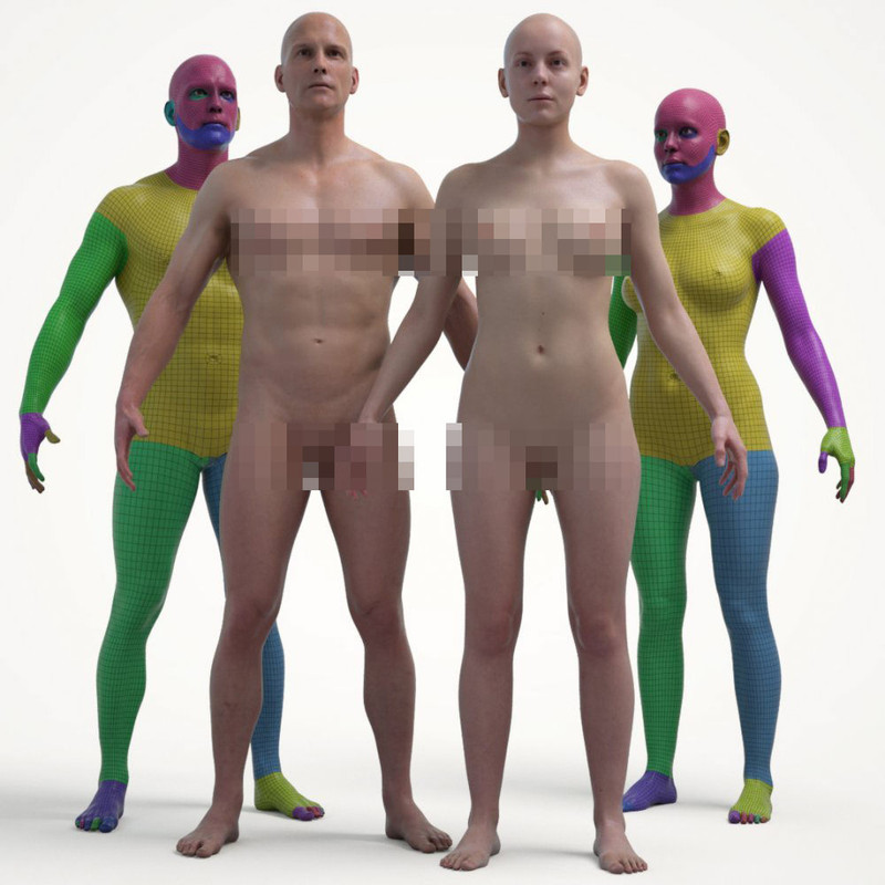 3D Scan Store - ULTIMATE TEXTURED MALE AND FEMALE BASE MESH BUNDLE