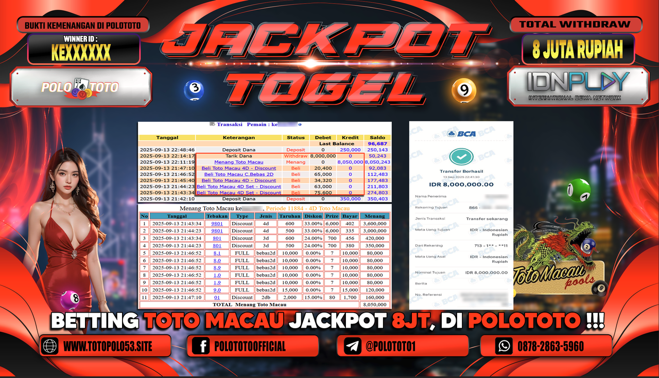 POLOTOTO JACKPOT TOGEL TOTO MACAU Rp.8.000.000,-