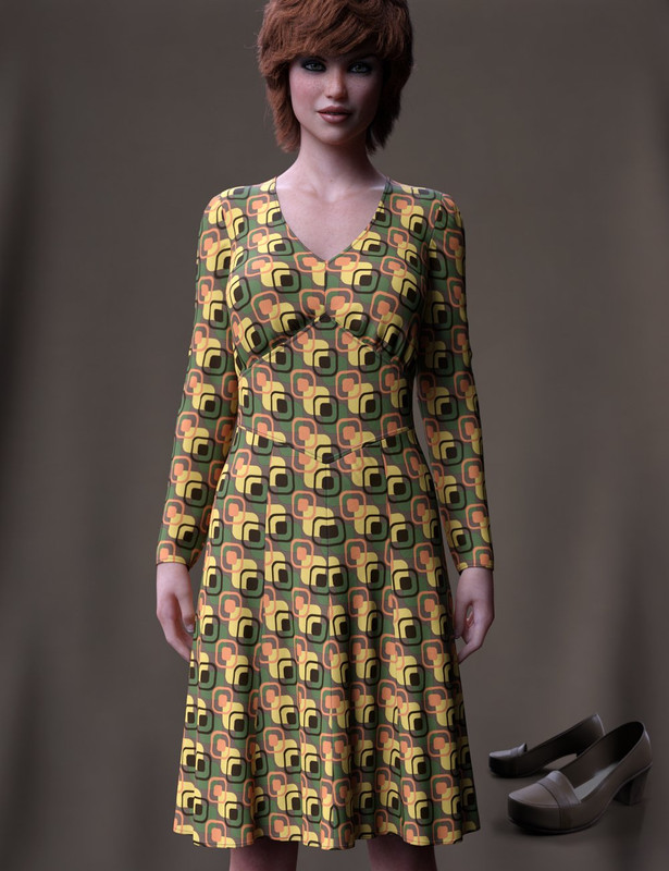 dForce 70's Work Dress for Genesis 8 Female(s)