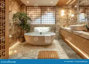 japandi-badkamer-binnenin-modern-huis-interieur-geproduceerd-door-ai-316078047