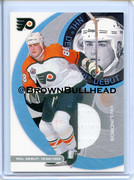 2002 03 BAP First Edition NHL Debut ND 13 Eric Lindros Philadelphia Flyers 50 swatch white