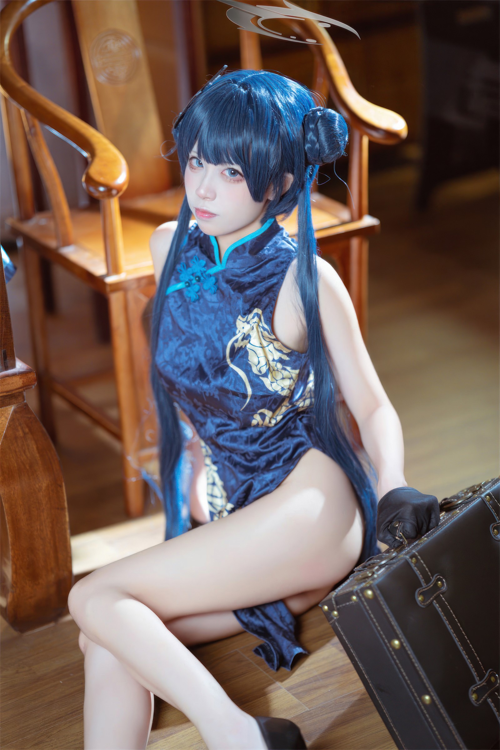 三無人型 COS 二次元：蔚蓝档案龙华妃咲旗袍写真（42P／407M）插图6