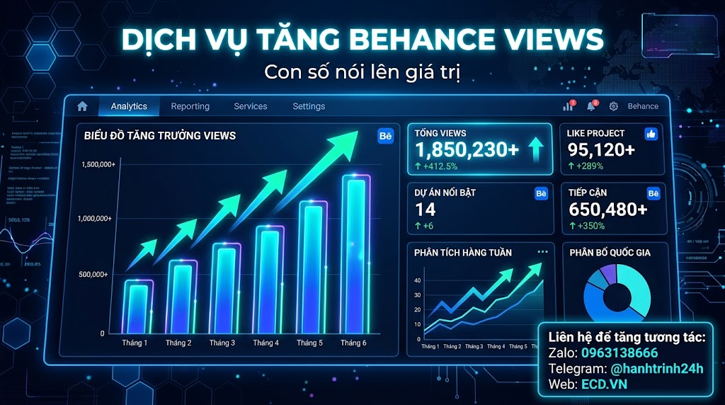 tăng behance views real cho project