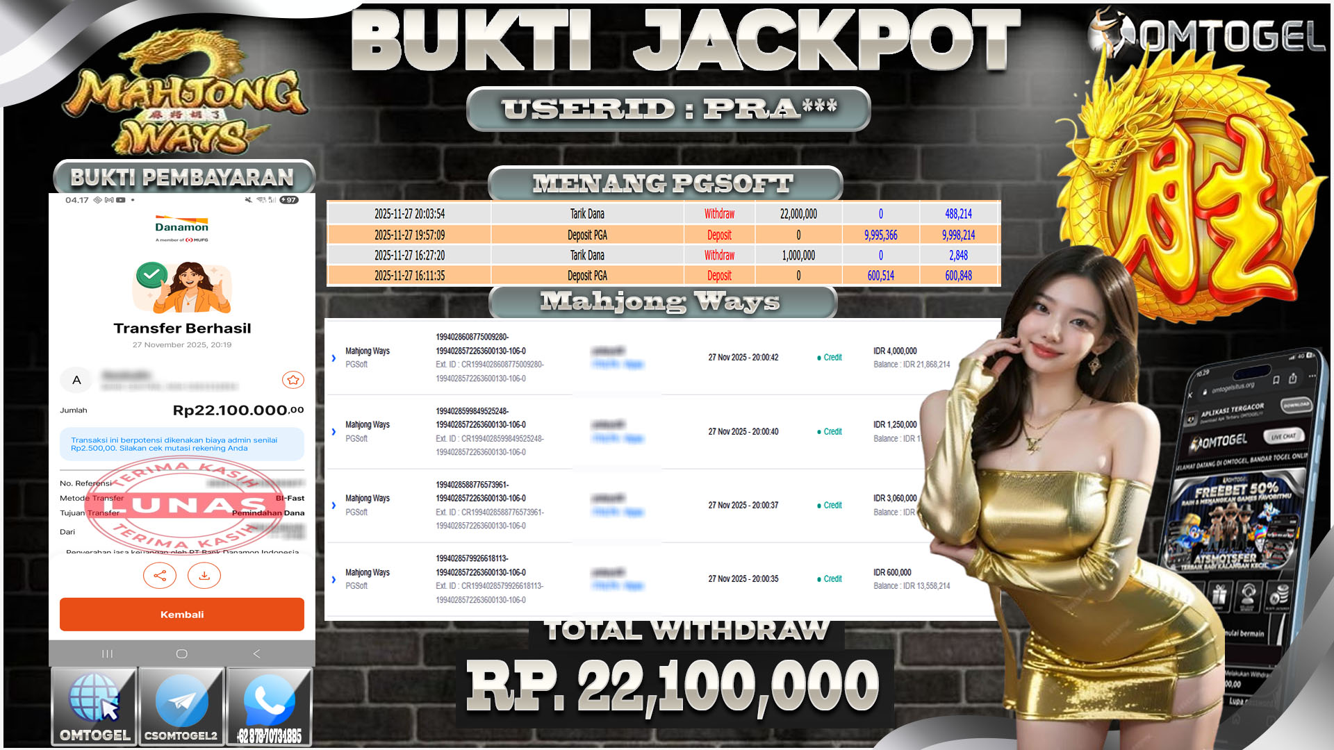 OMTOGEL JACKPOT PGSOFT MAHJONG WAYS  ,22 JUTA DI BAYAR LUNAS ,-