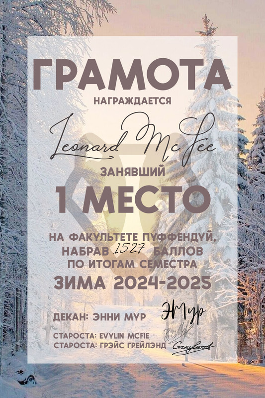 Зима 24-25 Грамота 1 место