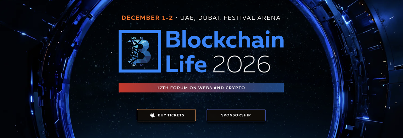 Blockchain Life 2026 Dubai event banner
