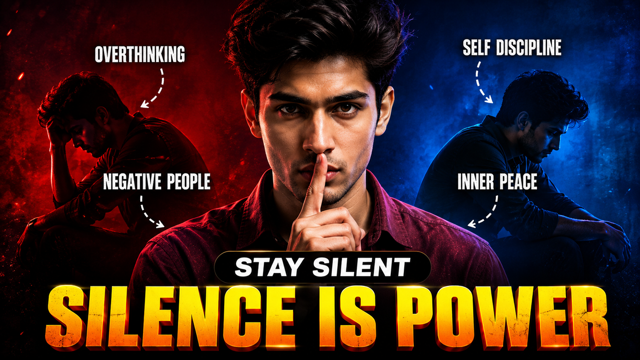 Result of: Silence Is Power Motivational YouTube Thumbnail AI Prompt (Self Discipline)
