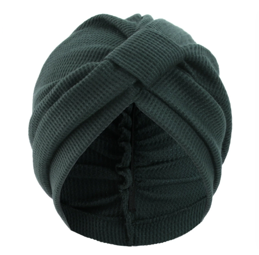 Green 3 Pack Women's Cotton Waffle Knit Turban Headwrap - Thickened Indian Style Beanie Cap - One Size Fits All for global Daily Wear