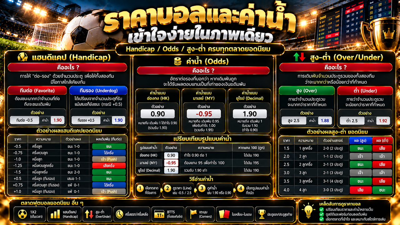 ราคาบอลและค่าน้ำ