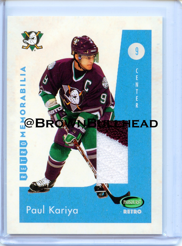 2002 03 ITG Parkhurst Retro Memorabilia RM 27 Paul Kariya Mighty Ducks of Anaheim COPY 4A