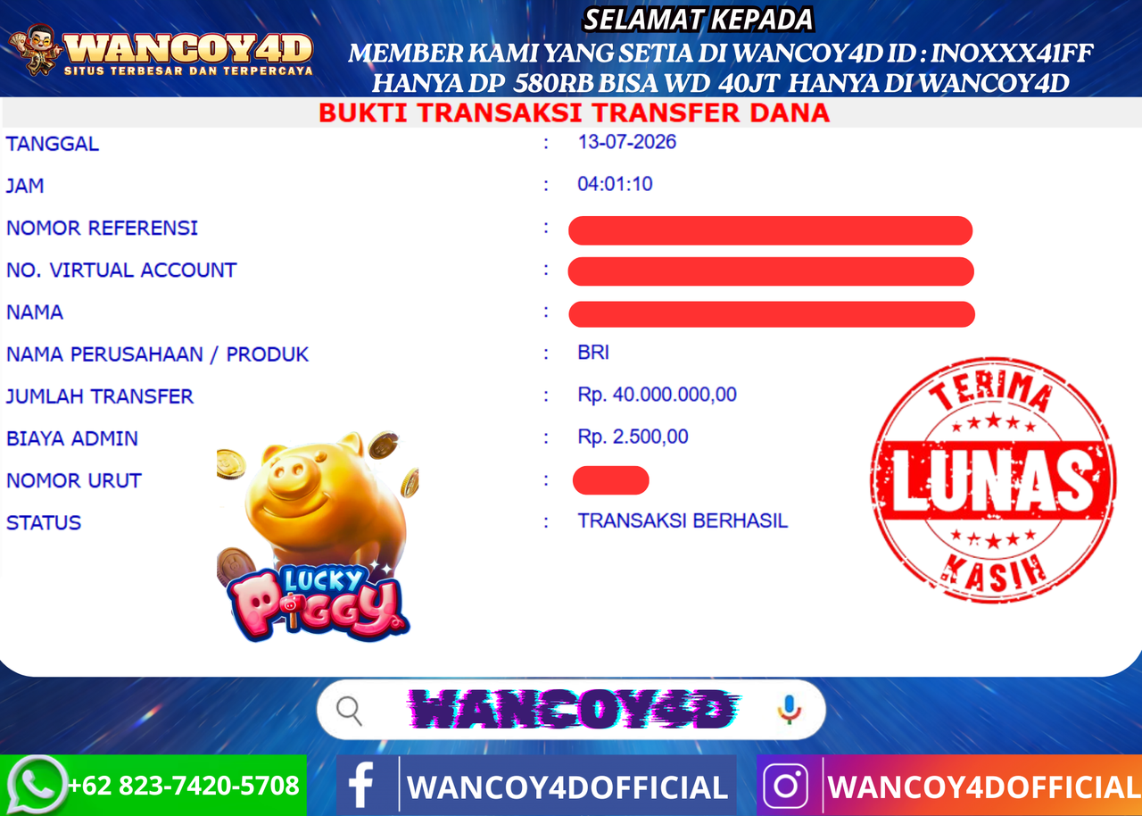 WANCOY4D LUCKY PIGGY PG SOFT RP.40.000.000 -LUNAS