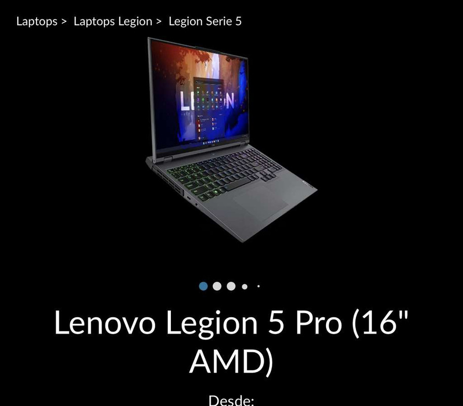 Lenovo: Laptop gamer Lenovo Legion 5 Pro (16 AMD) RTX 3070 | Pagando con transferencia 