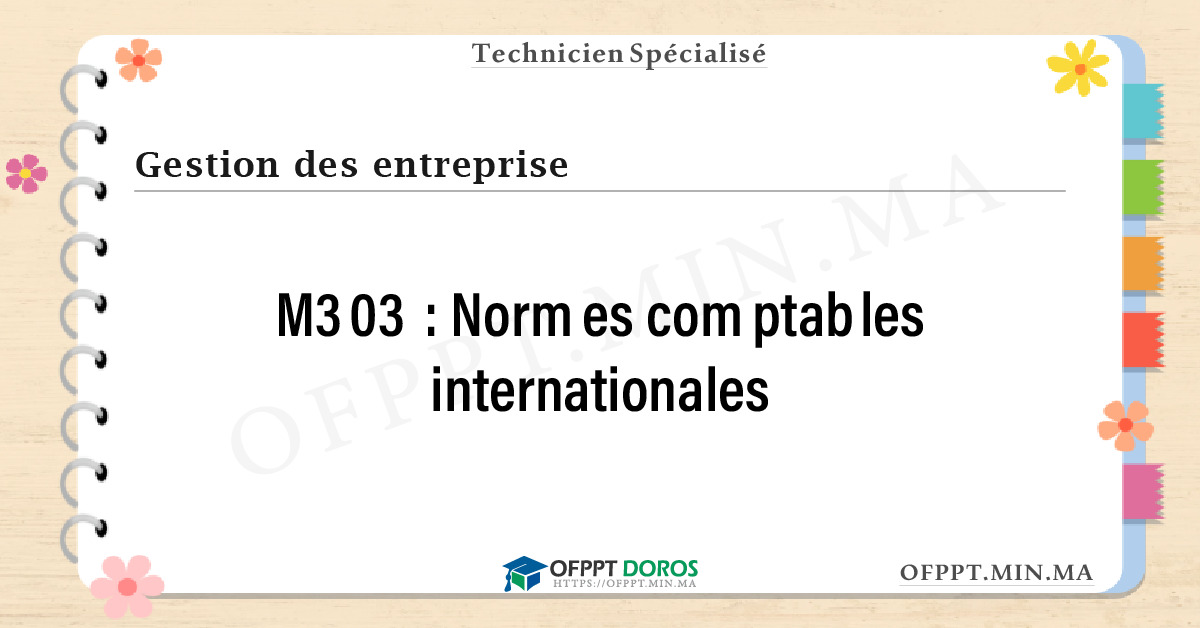 Sommaire détaillé du cours Normes comptables internationales M303 OFPPT - Structure du module